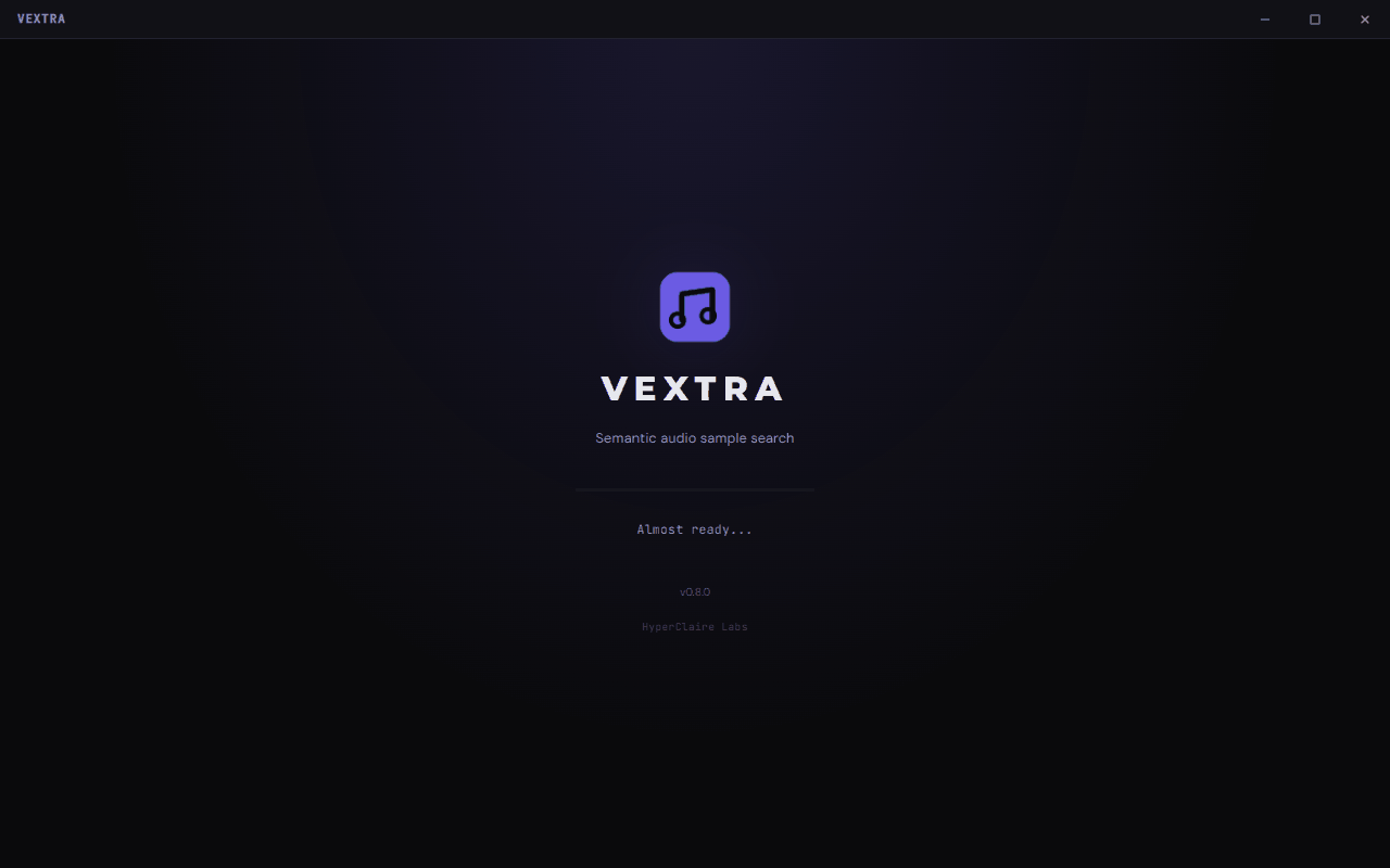 Typing 'dark techno kick' — Vextra finds matching kicks instantly